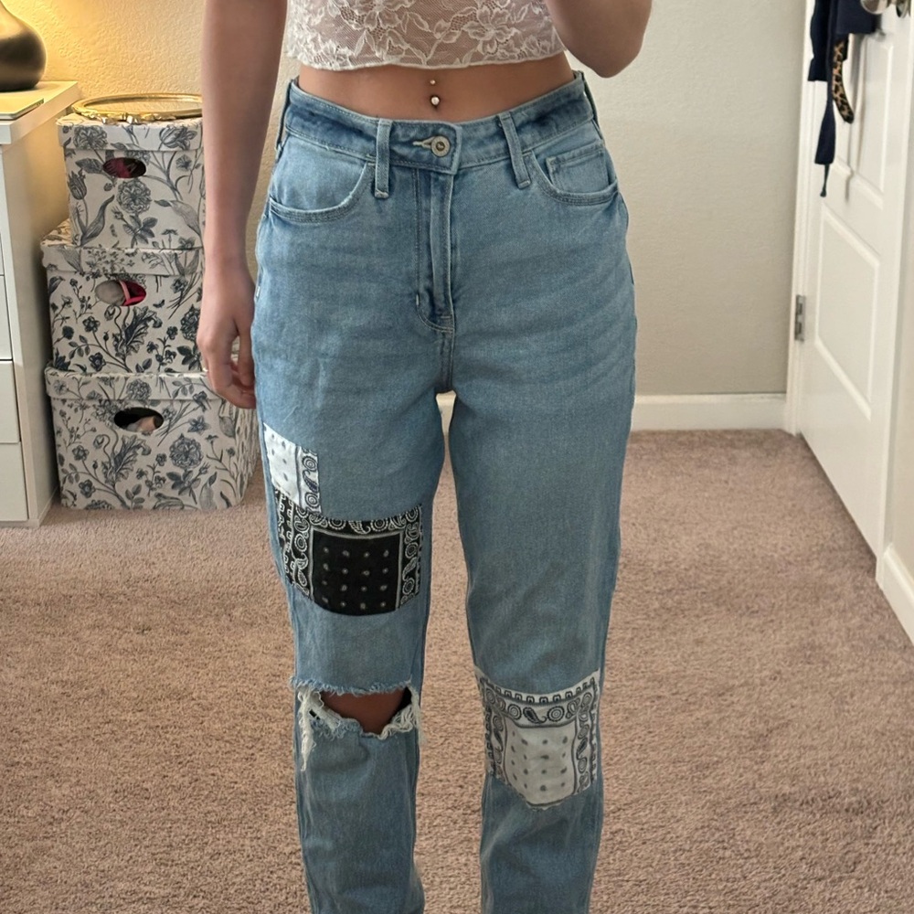 Patchwork Blue Jeans - image 1